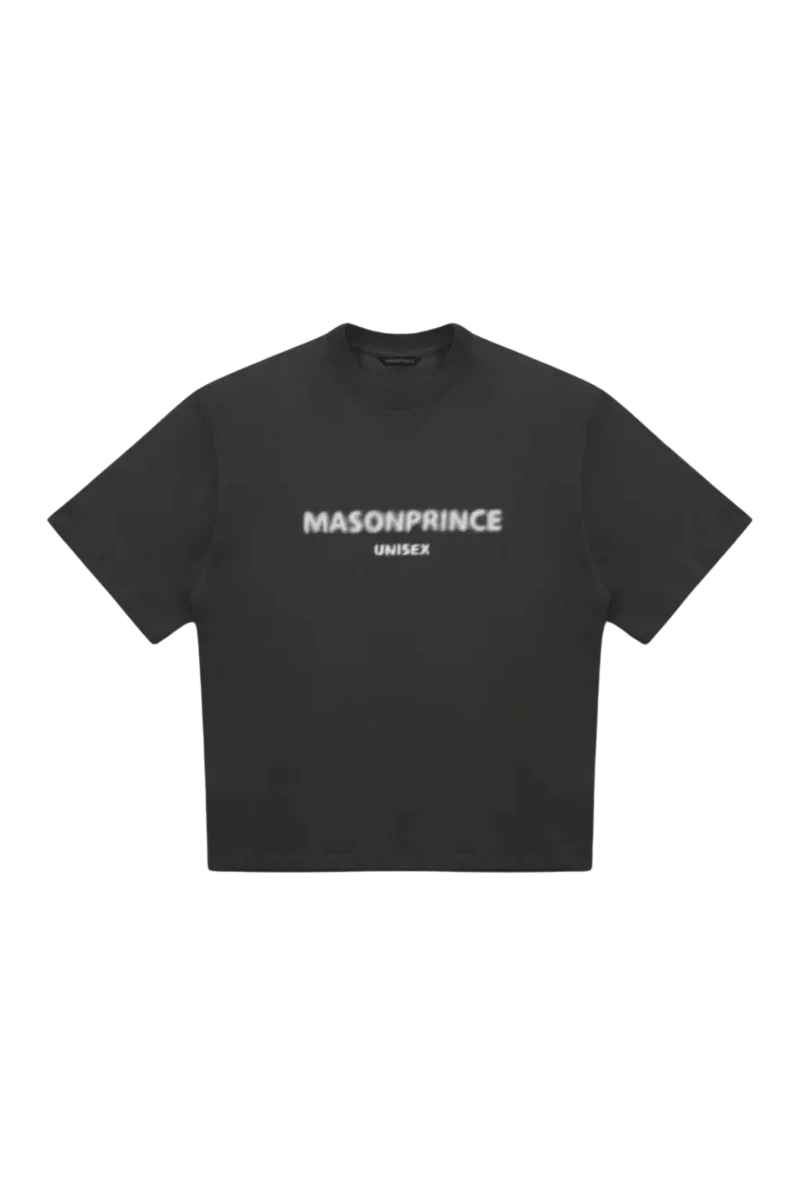 Masonprince Faded Logo Tee in black with a relaxed unisex fit for casual style