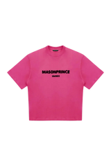 Masonprince Faded Logo Tee in vibrant pink with a bold black logo for a trendy unisex style