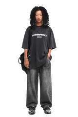 Masonprince Faded Logo Tee in Black featuring a relaxed fit and unisex design, perfect for casual wear.