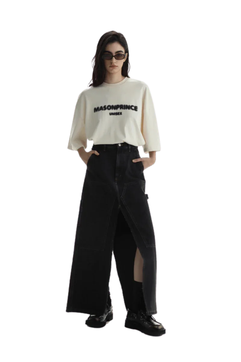Masonprince Faded Logo Tee in Cream with Relaxed Fit for Comfortable Everyday Wear