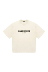 Masonprince Faded Logo Tee in cream color with short sleeves and unisex fit