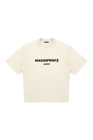 Masonprince Faded Logo Tee in cream color with short sleeves and unisex fit
