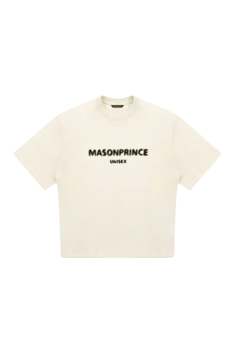 Masonprince Faded Logo Tee in cream color with short sleeves and unisex fit