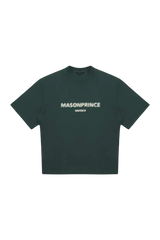 Masonprince Faded Logo Tee in dark green with a relaxed fit for unisex style