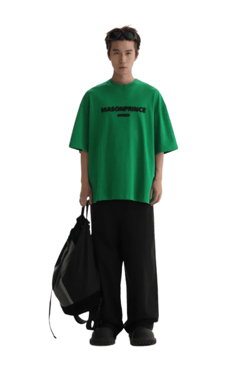 Masonprince Faded Logo Tee in green with oversized fit for casual style and comfort