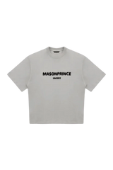 Masonprince Faded Logo Tee in light grey with bold unisex print for casual style.