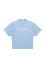 Masonprince Faded Logo Tee in light blue with a relaxed fit and oversized design