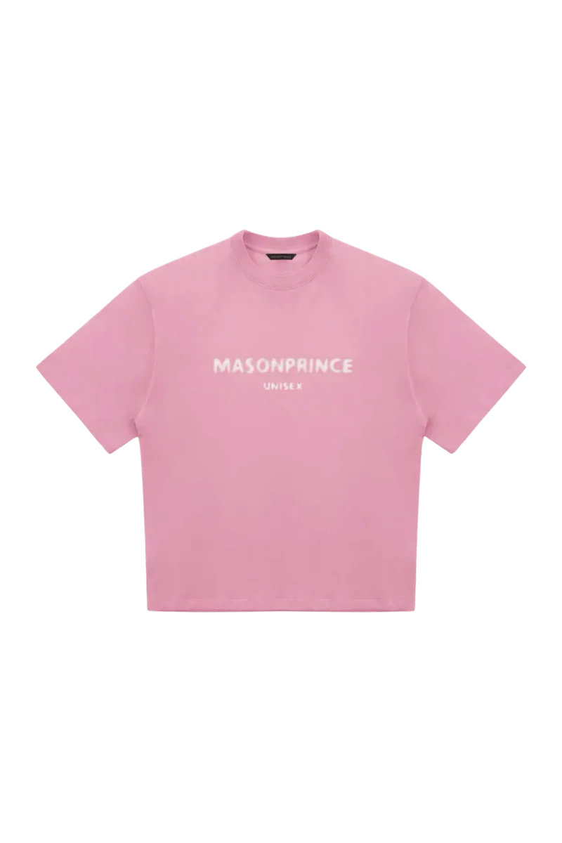 Masonprince Faded Logo Tee in pink with a relaxed fit and unisex design for casual wear