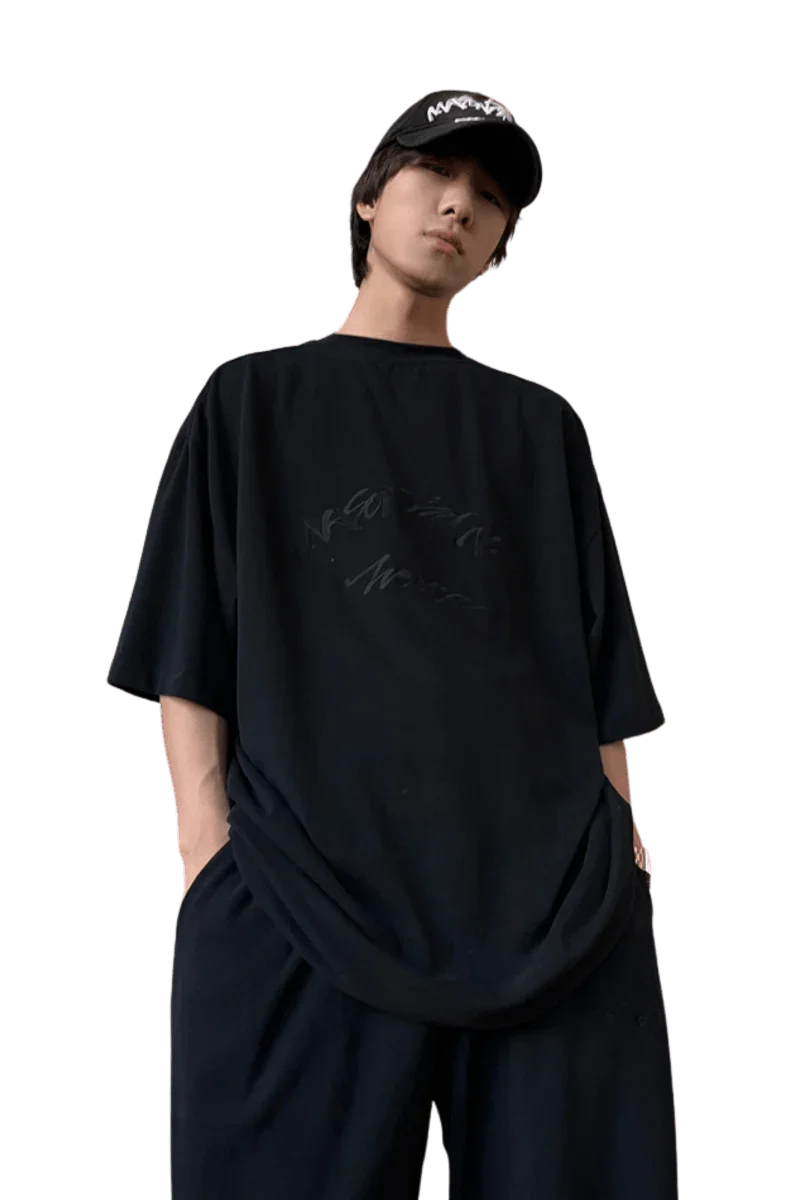 Masonprince Home Embroidery Tee in black, featuring relaxed fit and subtle logo design for casual style