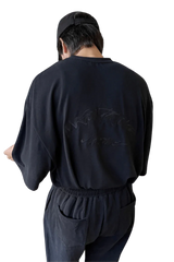 Masonprince Home Embroidery Tee in black with stylish back detailing for casual wear