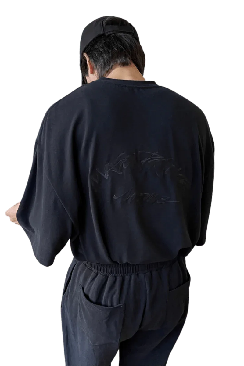 Masonprince Home Embroidery Tee in black with stylish back detailing for casual wear