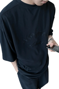 Masonprince Home Embroidery Tee in Black with a Relaxed Fit for Casual Outfits
