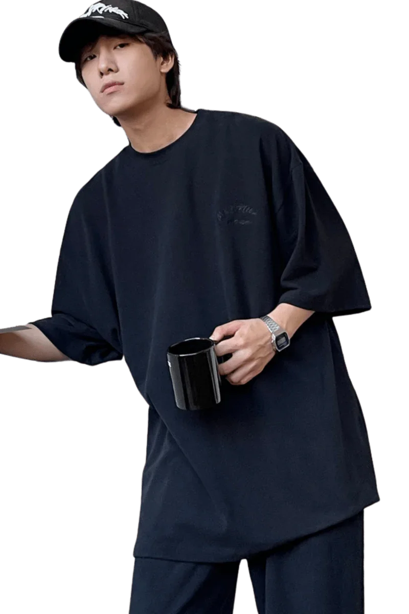 Masonprince Home Embroidery Tee in black with relaxed fit, perfect for casual wear