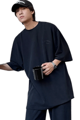 Masonprince Home Embroidery Tee in black with relaxed fit, perfect for casual wear