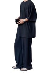 Masonprince Home Embroidery Tee in dark color with relaxed fit and soft fabric, perfect for casual wear.