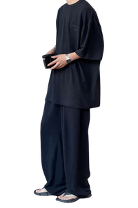 Masonprince Home Embroidery Tee in dark color with relaxed fit and soft fabric, perfect for casual wear.