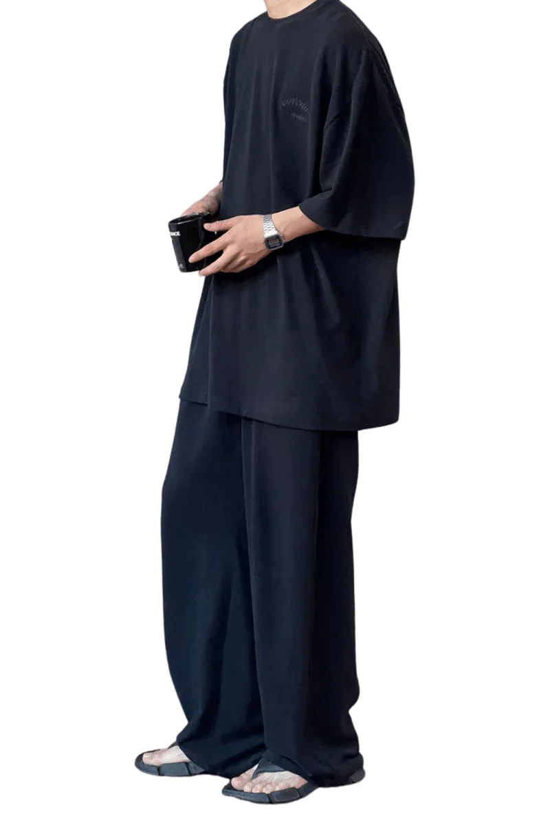 Masonprince Home Embroidery Tee in dark color with relaxed fit and soft fabric, perfect for casual wear.
