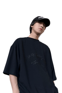 Masonprince Home Embroidery Tee in Black with Oversized Fit and Stylish Embroidered Design