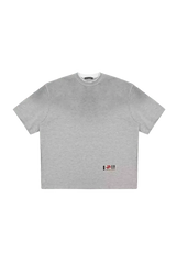 Gray Masonprince reversed style tee with short sleeves and small logo patch near hem