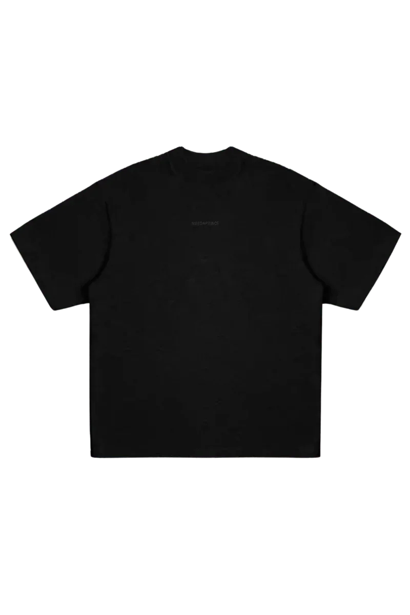 Black Masonprince Spokesman tee with short sleeves and minimalistic design on a solid background