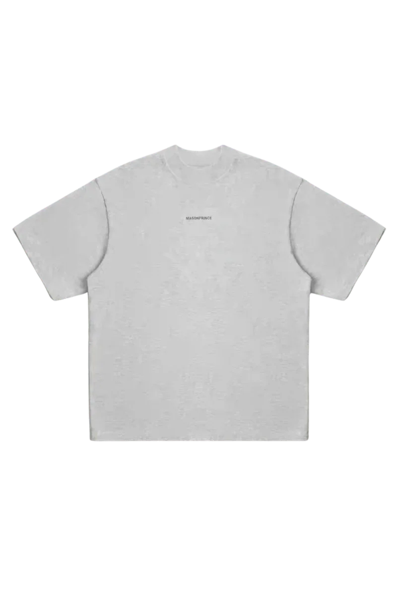 Gray Masonprince Spokesman tee with a minimalist design and small text logo on the back