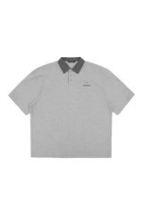 Masonprince SS25 Polo Tee in light gray with contrasting checkered collar and short sleeves