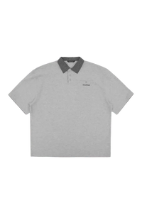 Masonprince SS25 Polo Tee in light gray with contrasting checkered collar and short sleeves