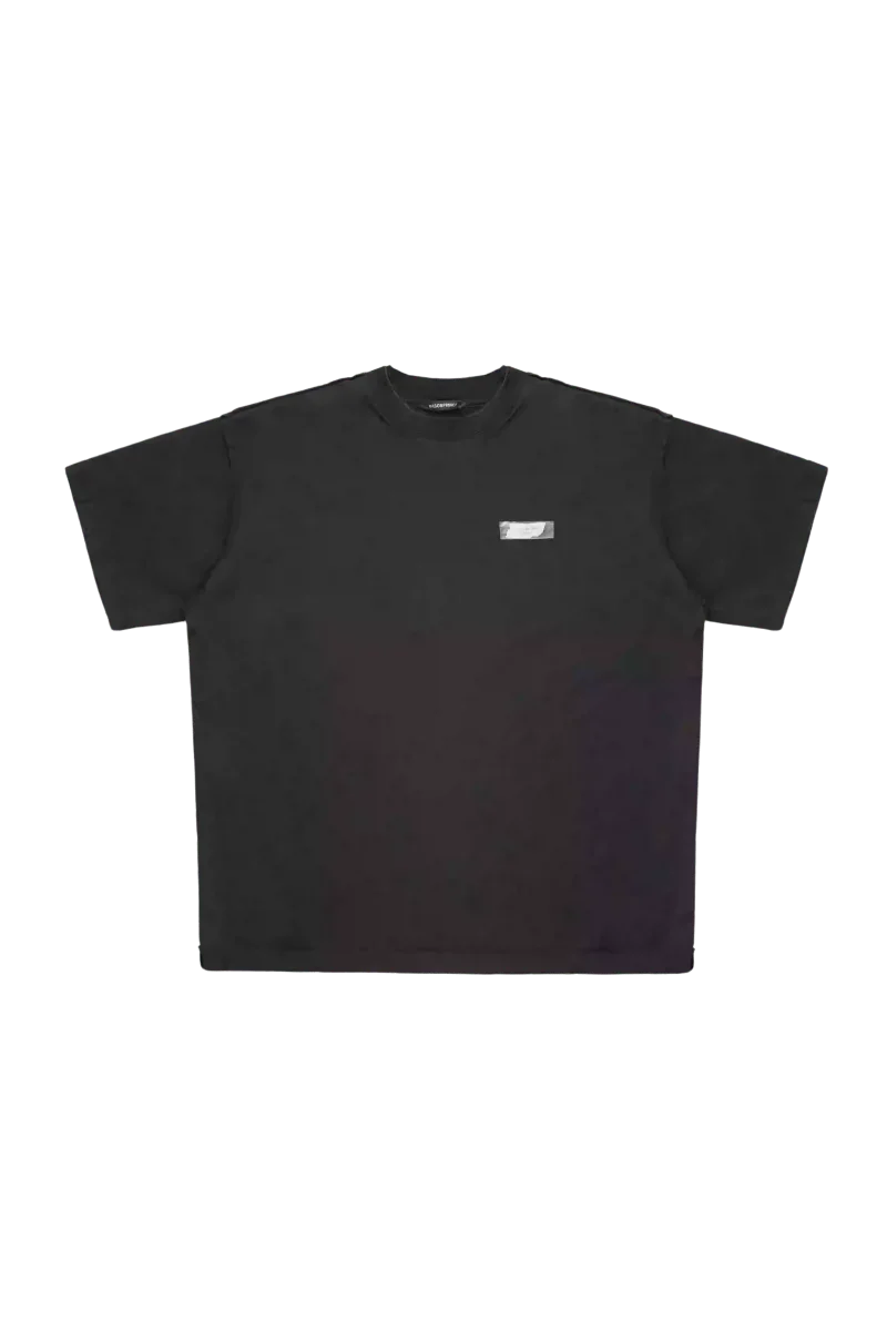 Black Masonprince SS25 Tape Tee with a small white tape logo on the chest and short sleeves