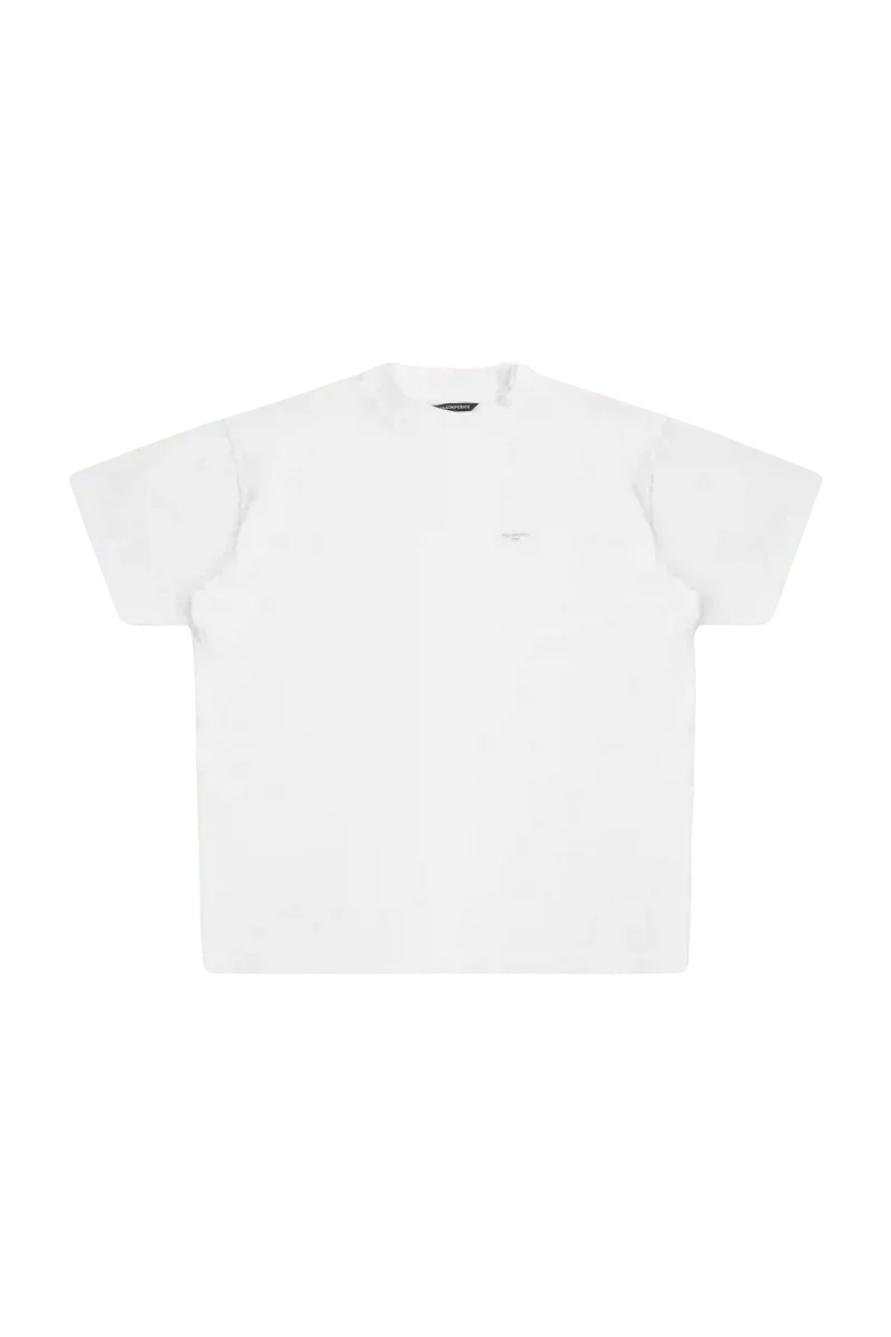 White Masonprince SS25 Tape Tee with short sleeves and crew neckline on black background