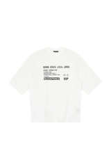 Masonprince SS25 VIP Tee white short sleeve shirt with black text and graphic print