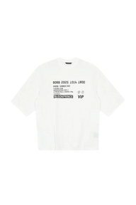 Masonprince SS25 VIP Tee white short sleeve shirt with black text and graphic print
