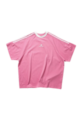 Masonprince Triple Stripe Tee in pink with a relaxed fit and sporty design