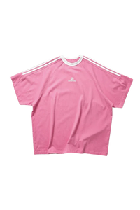 Masonprince Triple Stripe Tee in pink with a relaxed fit and sporty design