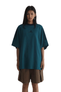 Masonprince Triple Stripe Tee in teal featuring oversized fit and minimalistic design
