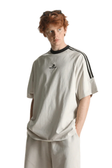 Masonprince Triple Stripe Tee in white with black stripes and logo, perfect for casual wear