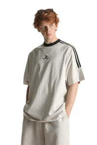 Masonprince Triple Stripe Tee in white with black stripes and logo, perfect for casual wear