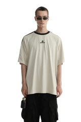 Masonprince Triple Stripe Tee in White with Casual Loose Fit for Everyday Wear