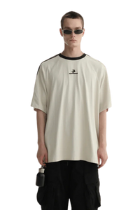 Masonprince Triple Stripe Tee in White with Casual Loose Fit for Everyday Wear