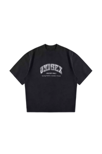 Masonprince black unisex logo tee with white vintage-style university text print