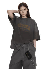 Masonprince unisex logo tee in dark gray worn with matching cargo pants and a chain accessory