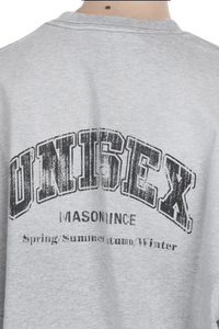 Masonprince unisex logo tee in gray with vintage black typography on the back