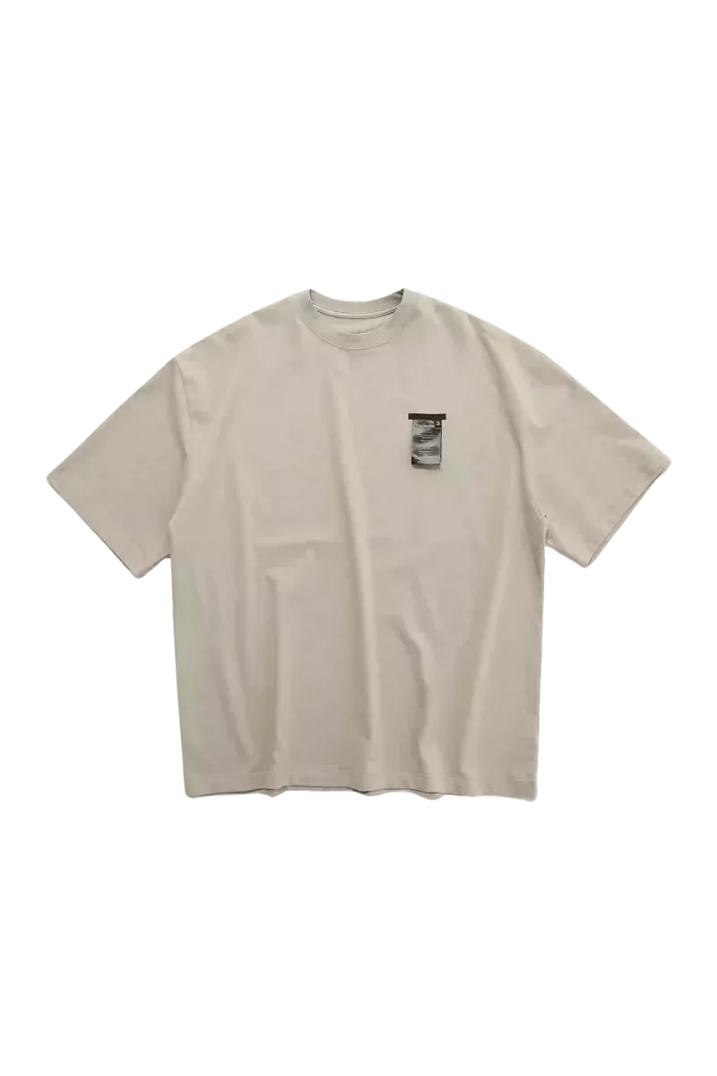 Masonprince WashTag Tee in beige with a visible wash tag detail on the chest pocket area