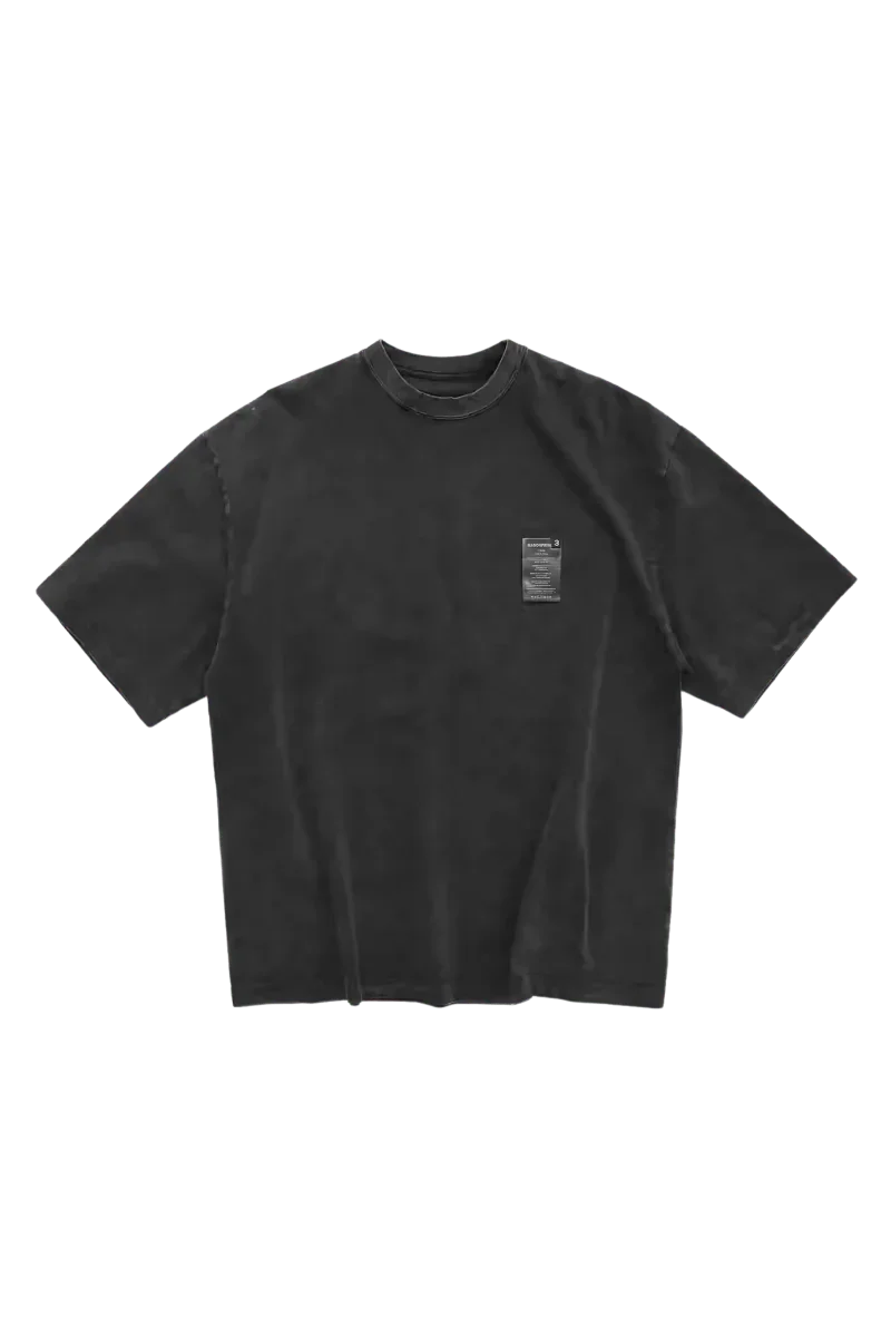 Black Masonprince WashTag Tee with short sleeves and small front label on chest