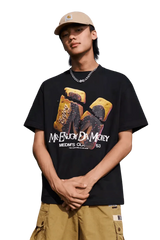 MEDM Big M Cookie Tee in black featuring vibrant graphic print by Mr Enjoy Da Money