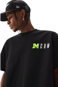 MEDM Building Colour Block Tee in black featuring unique logo design for a stylish look