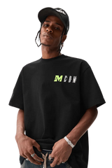 MEDM Building Colour Block Tee in black featuring a unique logo design for streetwear enthusiasts