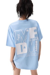 MEDM Building Colour Block Tee in light blue with stylish graphic design on the back