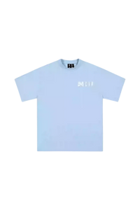 MEDM Building Colour Block Tee in light blue with a stylish graphic print for trendy casual wear