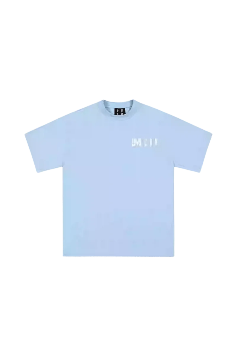 MEDM Building Colour Block Tee in light blue with a stylish graphic print for trendy casual wear