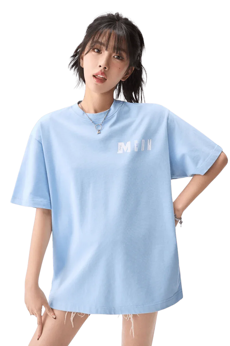 MEDM Building Colour Block Tee in light blue, oversized fit, perfect for casual looks and streetwear style